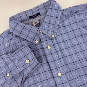 Old‎ Navy Mens Blue Check Plaid Button Down Shirt Regular Fit Size L Long Sleeve